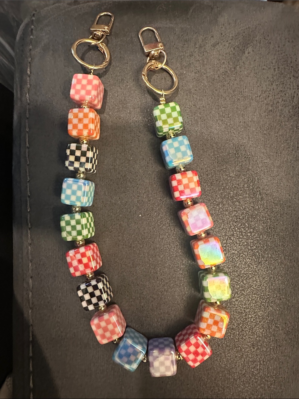Multicolor Checkered Bead Strap - Women Accessories